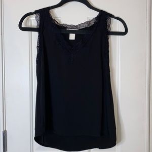 Black Lace-Trimmed Blouse